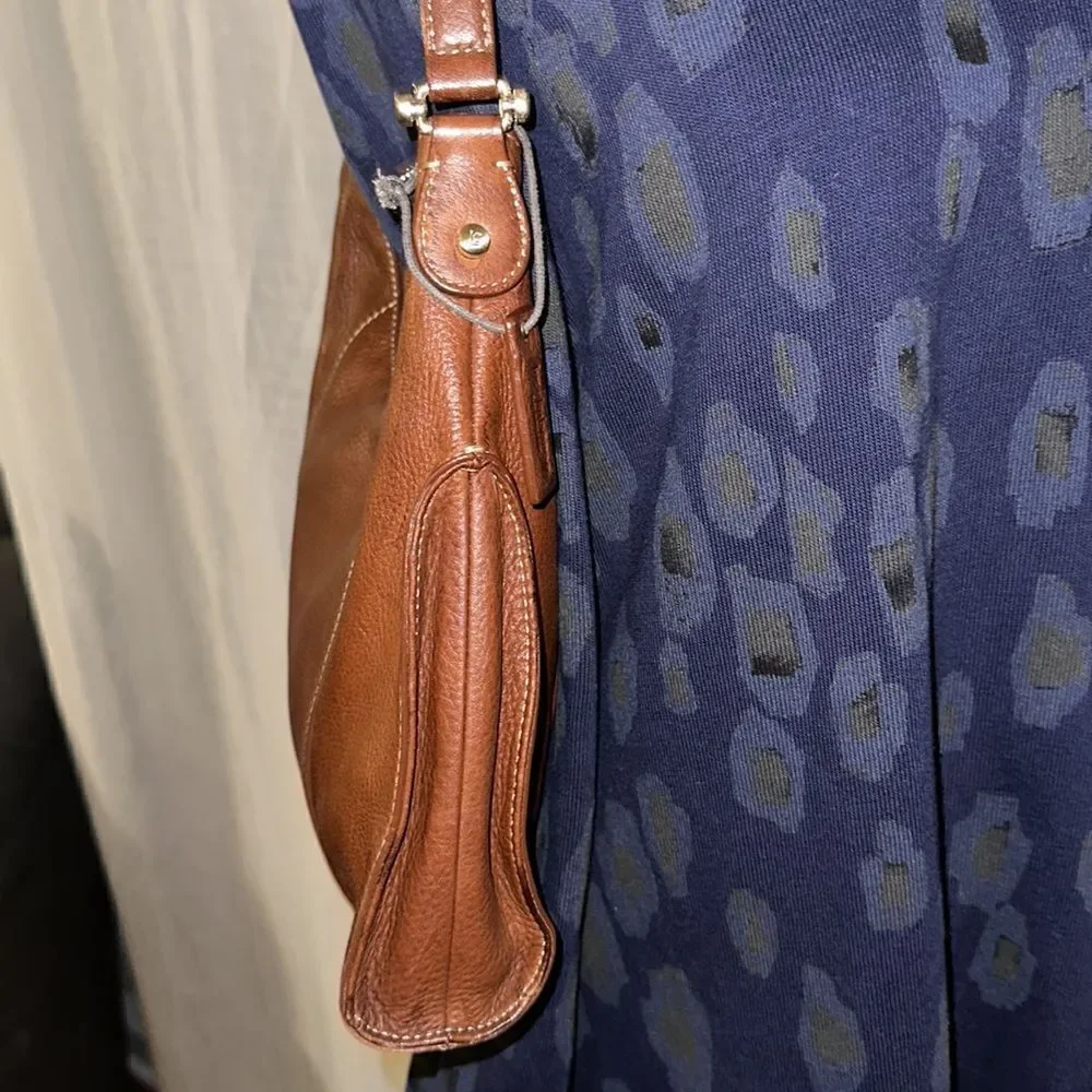 Liz Claiborne Vintage Chestnut Brown Genuine Leather Mini Hobo Bag